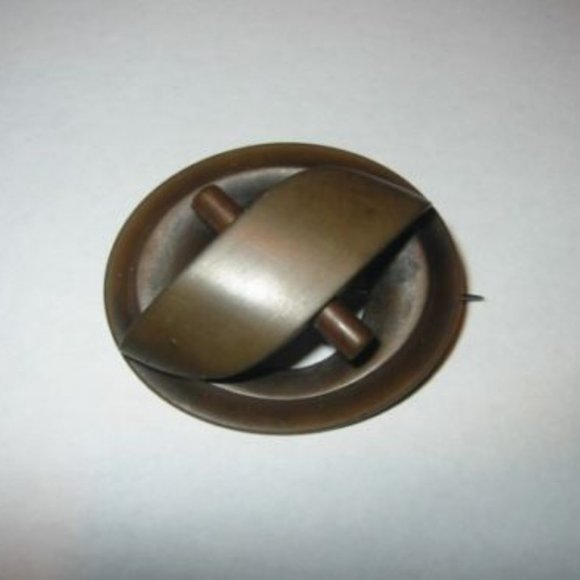 Victorian Mourning Gutta Percha Brooch/Pin